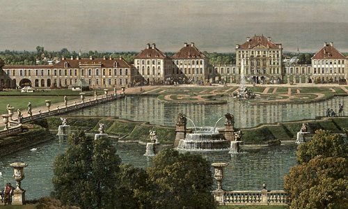 Picture: Nymphenburg Palace, view from the city side, painting by Canaletto, section