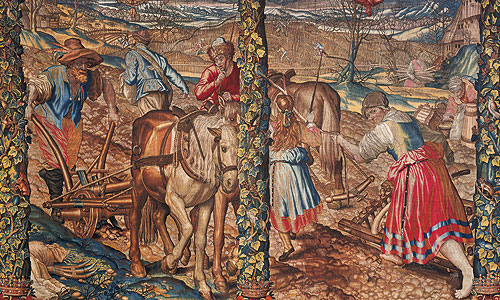 Bild: Wirkteppich "März" aus der Monatsfolge von Hans van der Biest, München, 1610-14