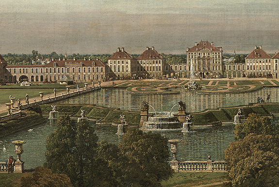 Bild: Schloss Nymphenburg von der Stadtseite, Gemälde von Canaletto (Ausschnitt)