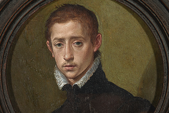 Picture: Young man in a dark brown doublet, miniature painting