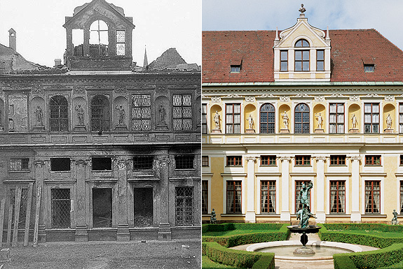 Picture: Grotto Courtyard 1944 and today