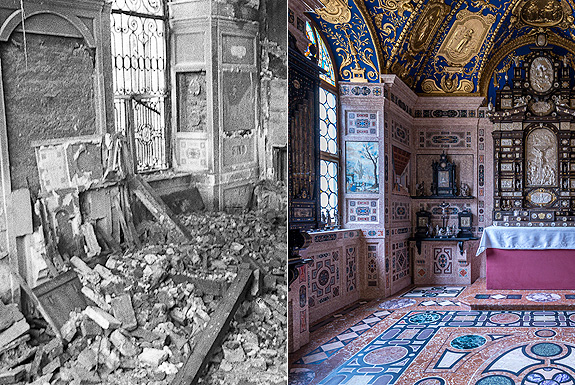 Picture: Ornate Chapel 1944 and today