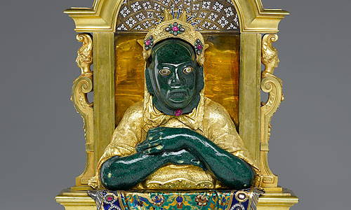Bild: Nischenfigur mit mexikanischer Maske, Detail