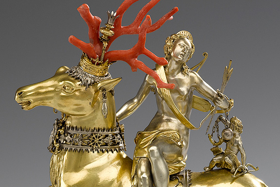 Picture: Drinking game "Diana with stag", detail